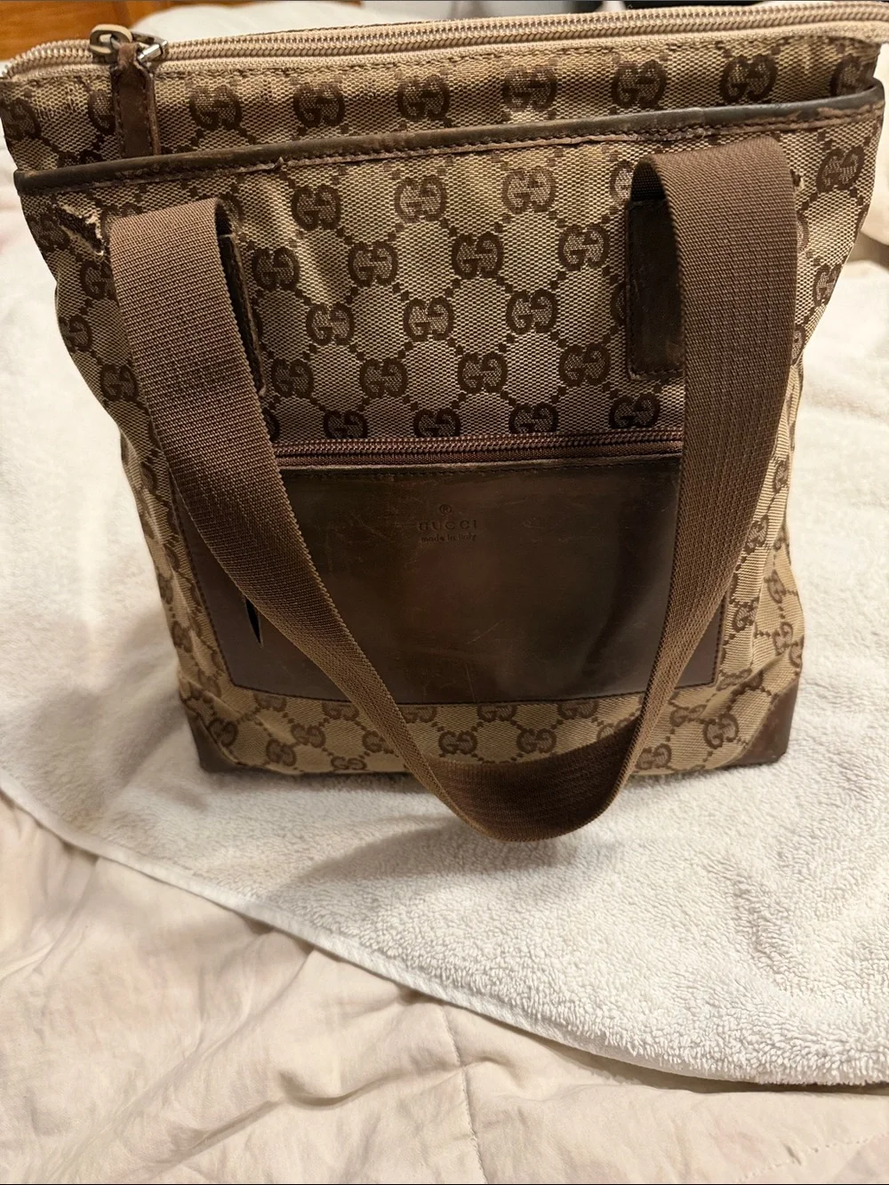 Gucci Tan/Brown GG Canvas Messenger Bag